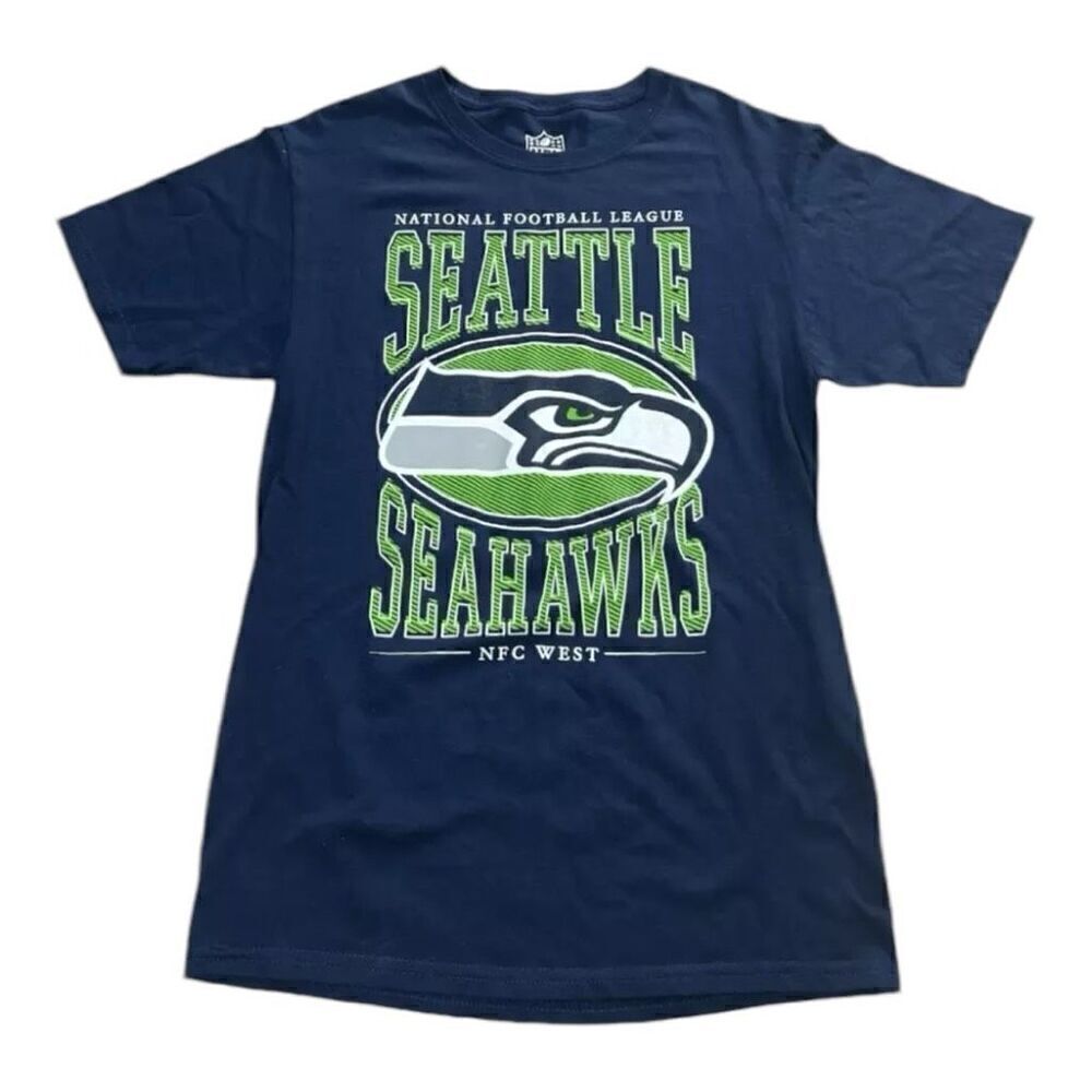 NFL Team Apparel Seattle Seahawks T-Shirt - Mens Size Small Blue Graphic